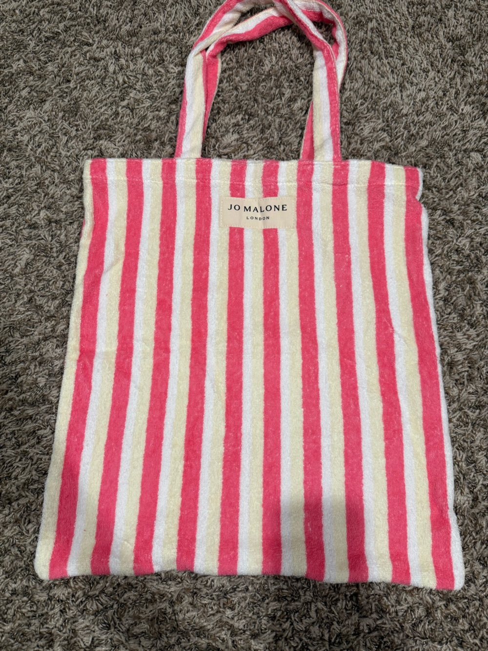 Jo Malone Coral Pink Striped beach Towel tote